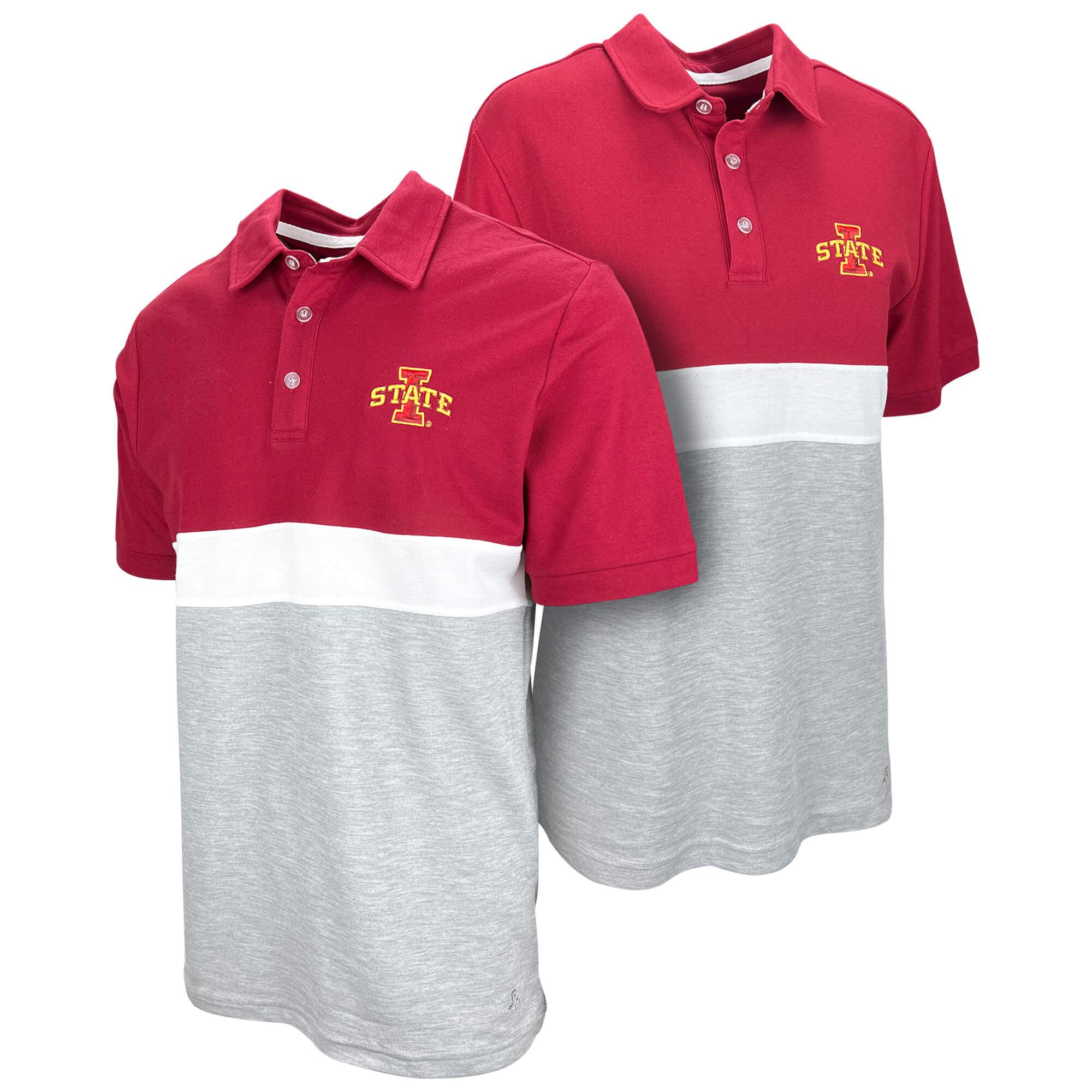 Authentic Brand I-State Cardinal and Gray Color Block Polo